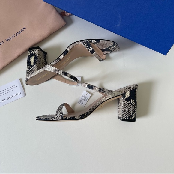Stuart Weitzman Aleena Roccia Snake Pattern Block Heel Sandal New - Duplicate - Picture 6 of 16